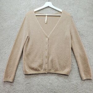 Babaton Women Beige Knit Cardigan Sweater V Neck Front XS Capsule Preppy Academy